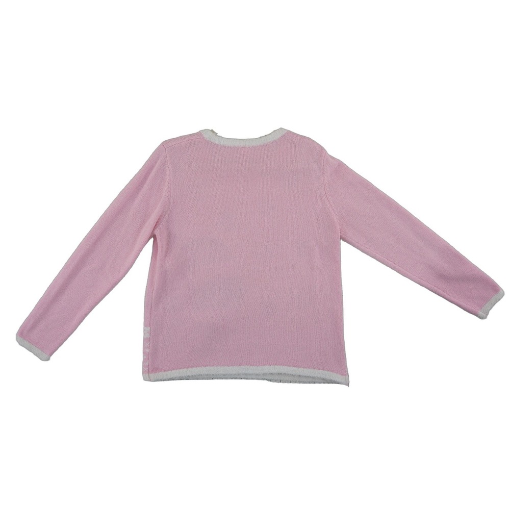 Holiday Time Sweater Women's Size Large 12-14 Pink Christmas Cat Santa Sequin - Picture 3 of 8